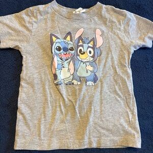 Disney Gray Kids T-Shirt size 2t Bluey and Stitch swap